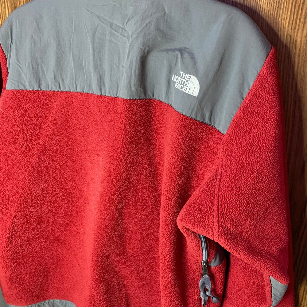 The North Face Denali Fleece Jacket Womens Medium Red Grey‎ Full Zip Mock Neck - Picture 7 of 7